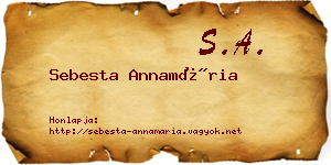 Sebesta Annamária névjegykártya
